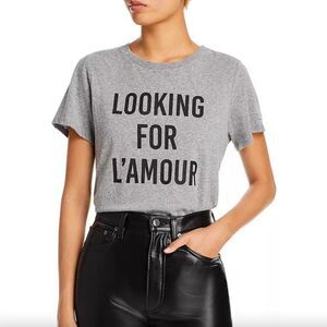 Cinq a Sept heathered grey black graphic Looking For L'Amour short sleeve tee